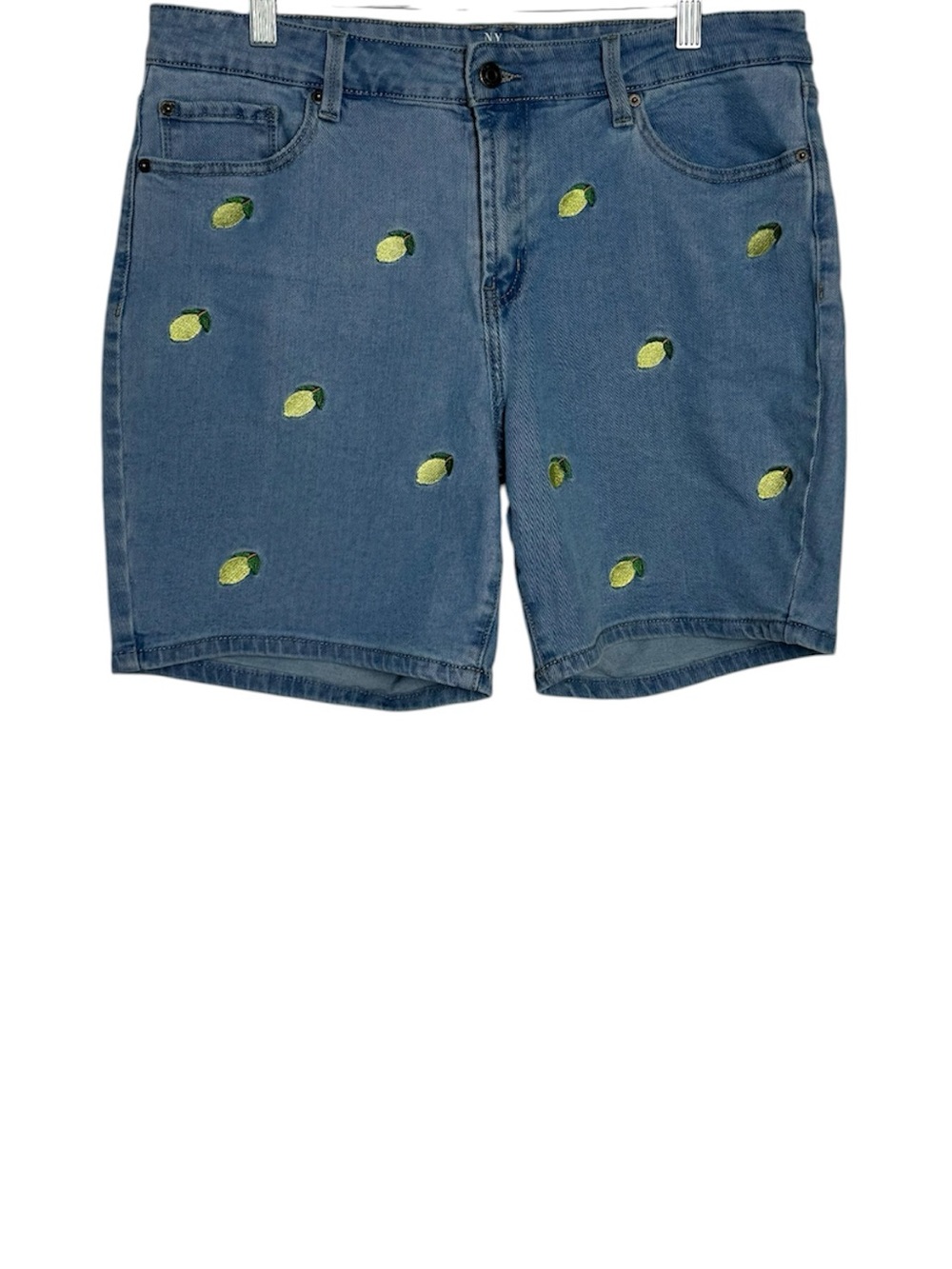 NY & Co. Lemon Embroidered Denim Shorts Size 14